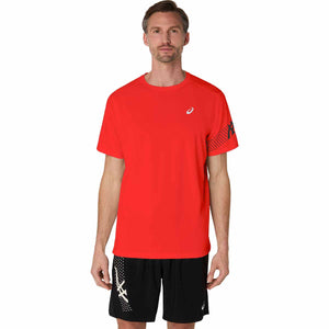 Asics Icon Ss Top Man Flash Red חולצת ריצה לגברים