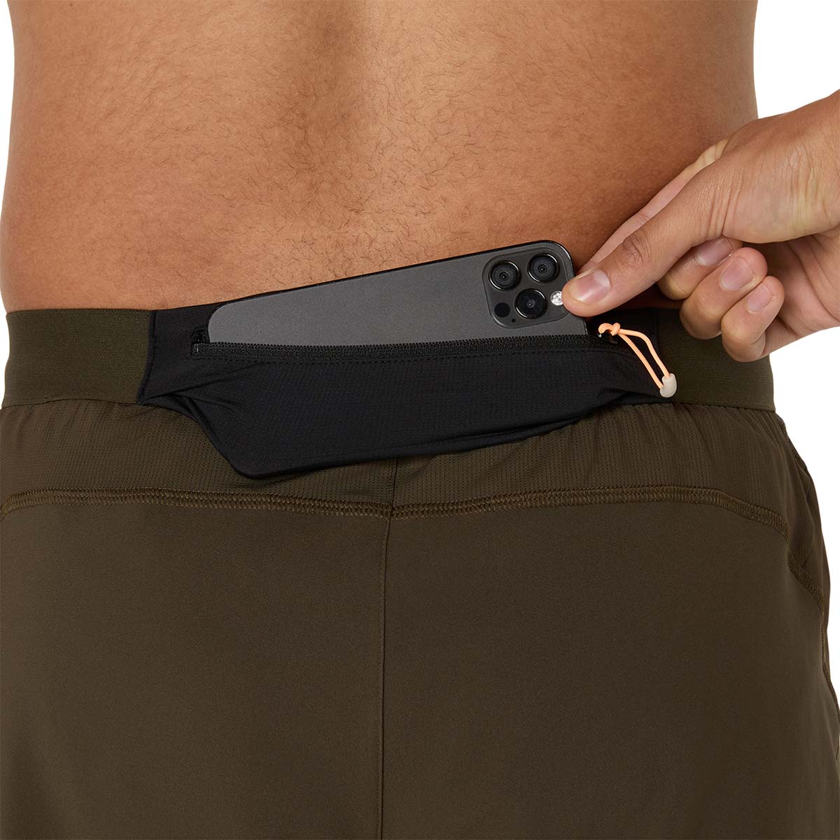 Asics Road 5In Short Man Brown Stone Mantle Green מכנסי ריצה אסיקס לגברים