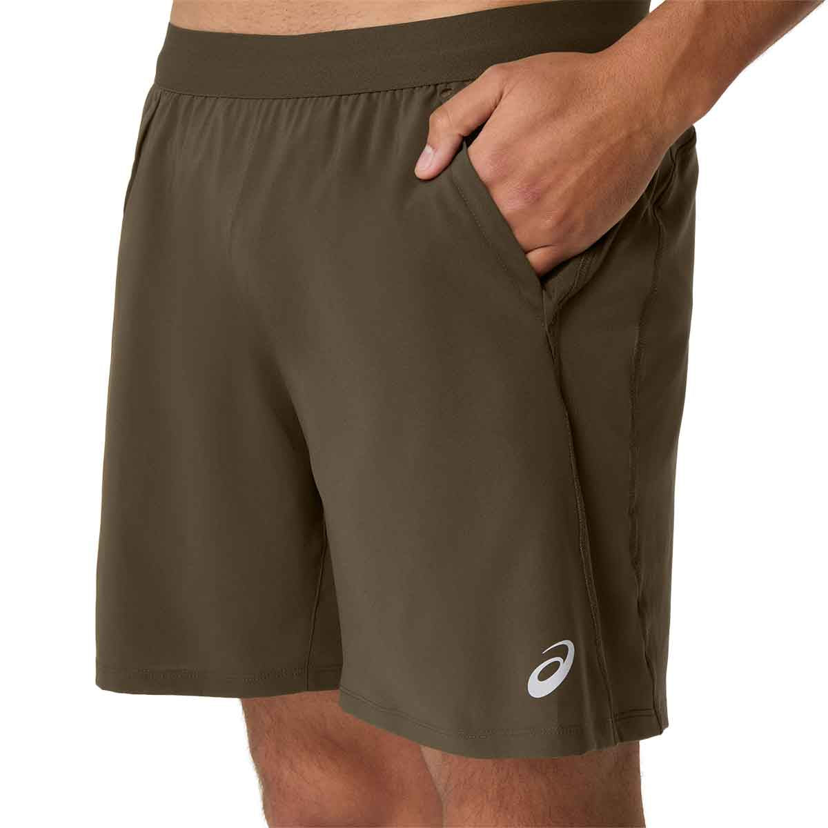 Asics Road 7In Short Man Brown Stone Mantle Green מכנסי ריצה אסיקס לגברים