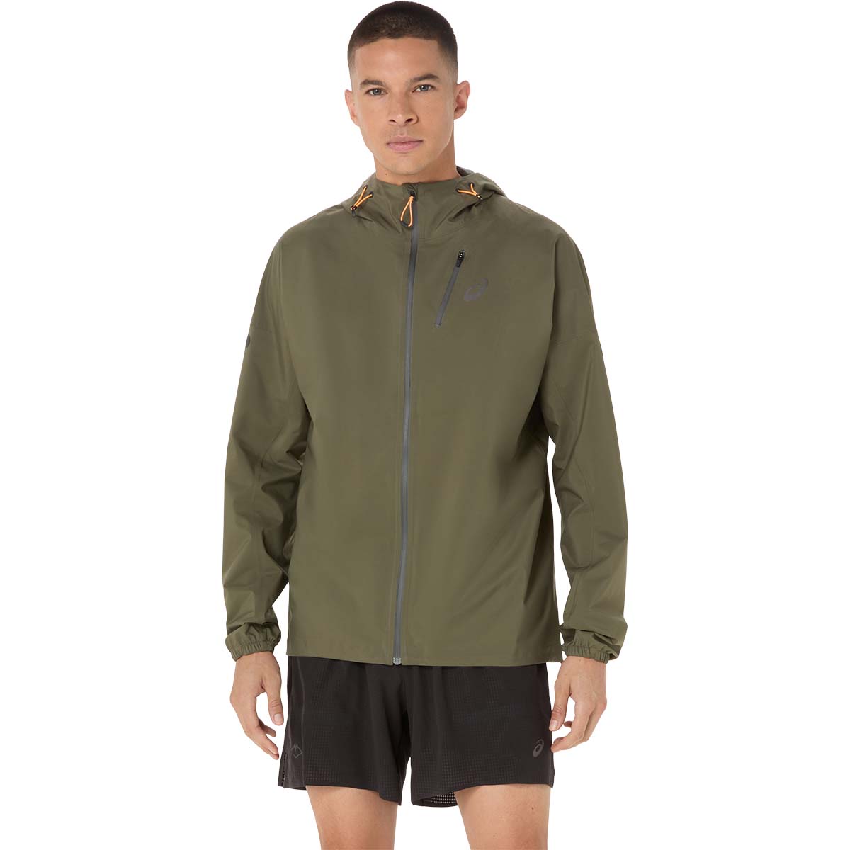 Asics Fujitrail Elite Waterproof Jacket Man Mantle Green ג'קט ריצה עמיד למים לגברים