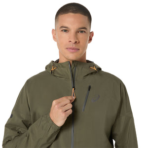 Asics Fujitrail Elite Waterproof Jacket Man Mantle Green ג'קט ריצה עמיד למים לגברים