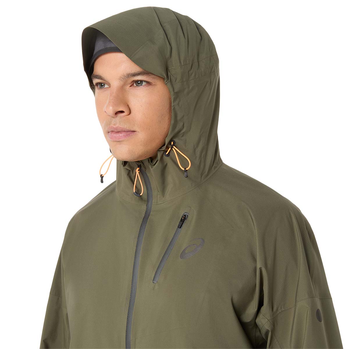 Asics Fujitrail Elite Waterproof Jacket Man Mantle Green ג'קט ריצה עמיד למים לגברים