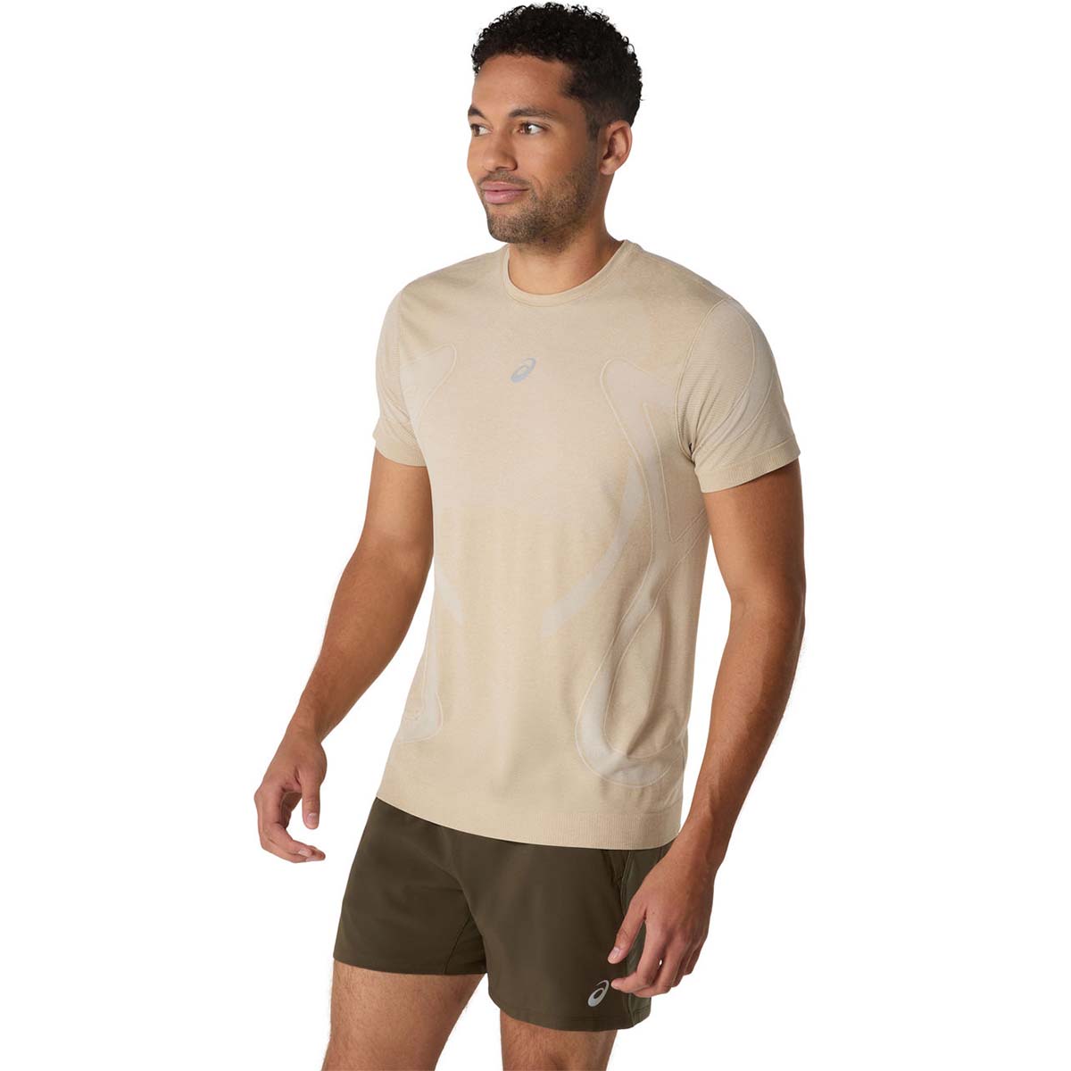 Asics Road Seamless Ss Top Man Cream חולצת אסיקס ריצה לגברים