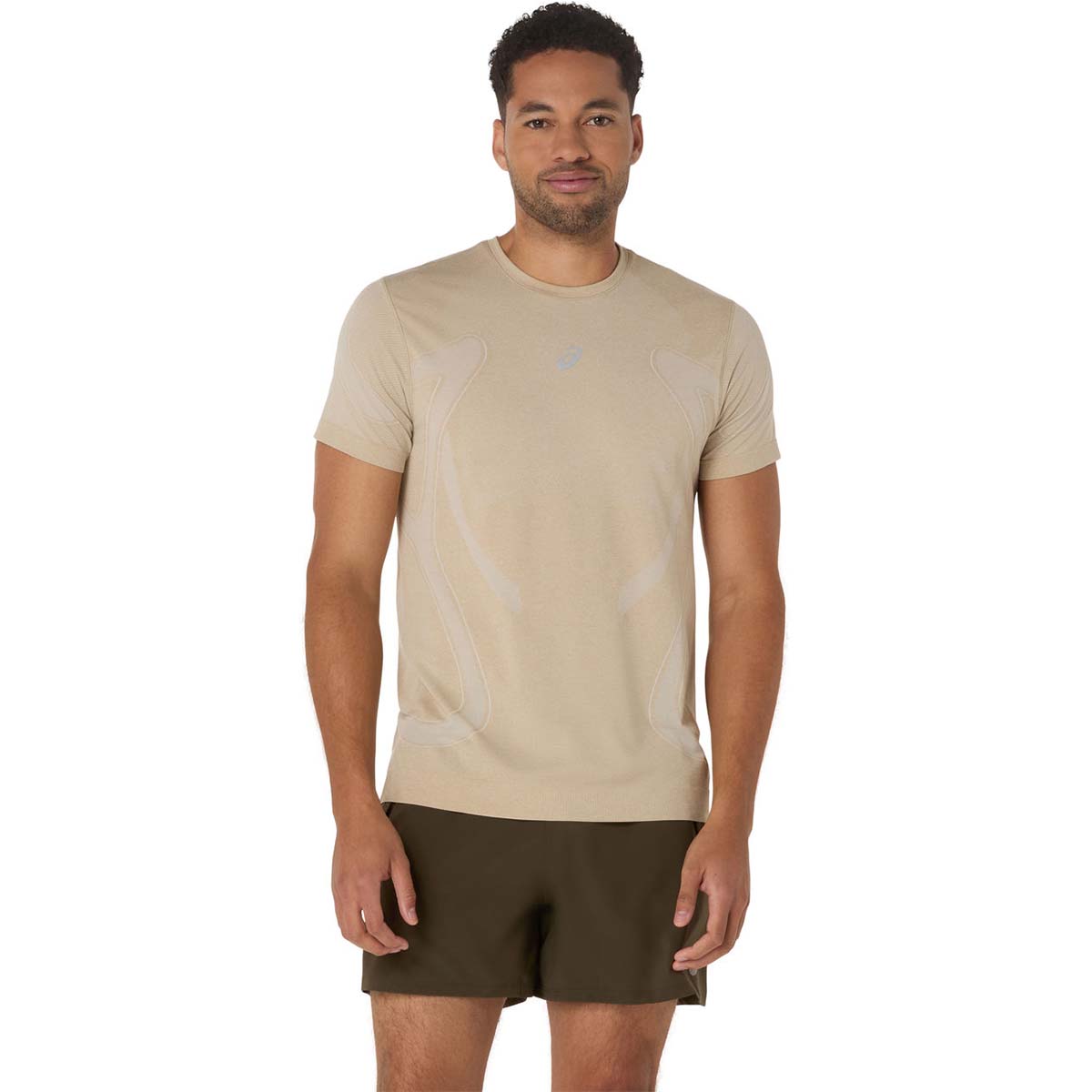 Asics Road Seamless Ss Top Man Cream חולצת אסיקס ריצה לגברים