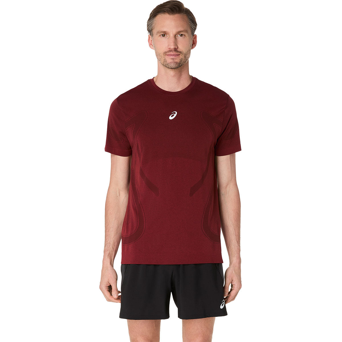 Asics Road Seamless Ss Top Man Dark Red Planet חולצת ריצה אסיקס לגברים