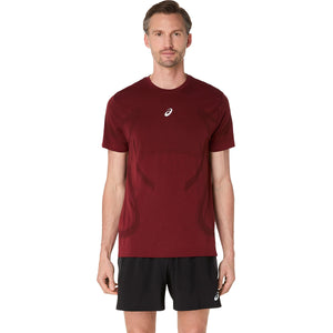 Asics Road Seamless Ss Top Man Dark Red Planet חולצת ריצה אסיקס לגברים