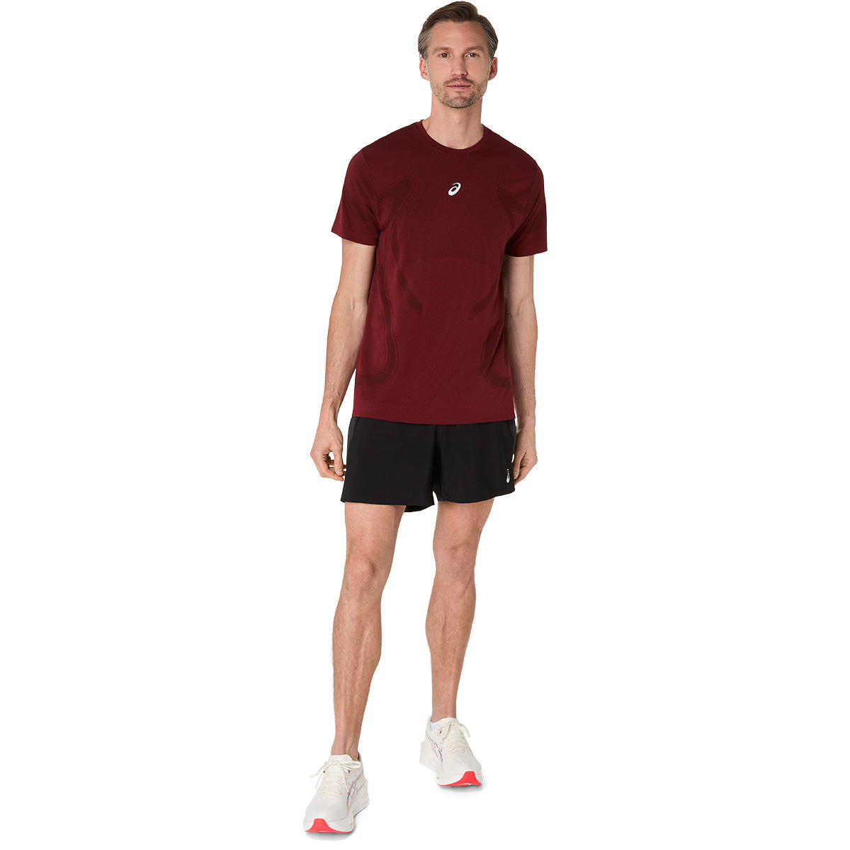 Asics Road Seamless Ss Top Man Dark Red Planet חולצת ריצה אסיקס לגברים