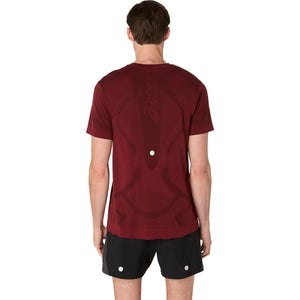 Asics Road Seamless Ss Top Man Dark Red Planet חולצת ריצה אסיקס לגברים