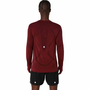 Asics Road Seamless Ls Top Man Dark Red Planet חולצת ריצה ארוכה אסיקס לגברים