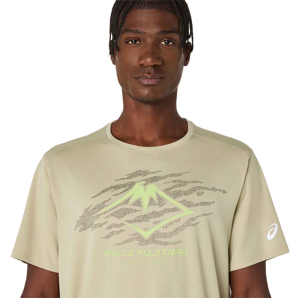 Asics Fujitrail Logo Ss Top Man Khaki חולצת ריצה קצרה לגברים