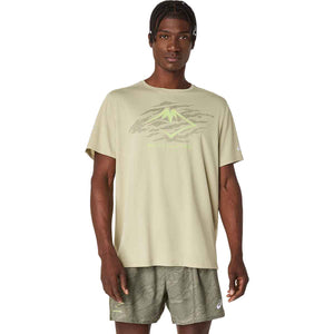Asics Fujitrail Logo Ss Top Man Khaki חולצת ריצה קצרה לגברים