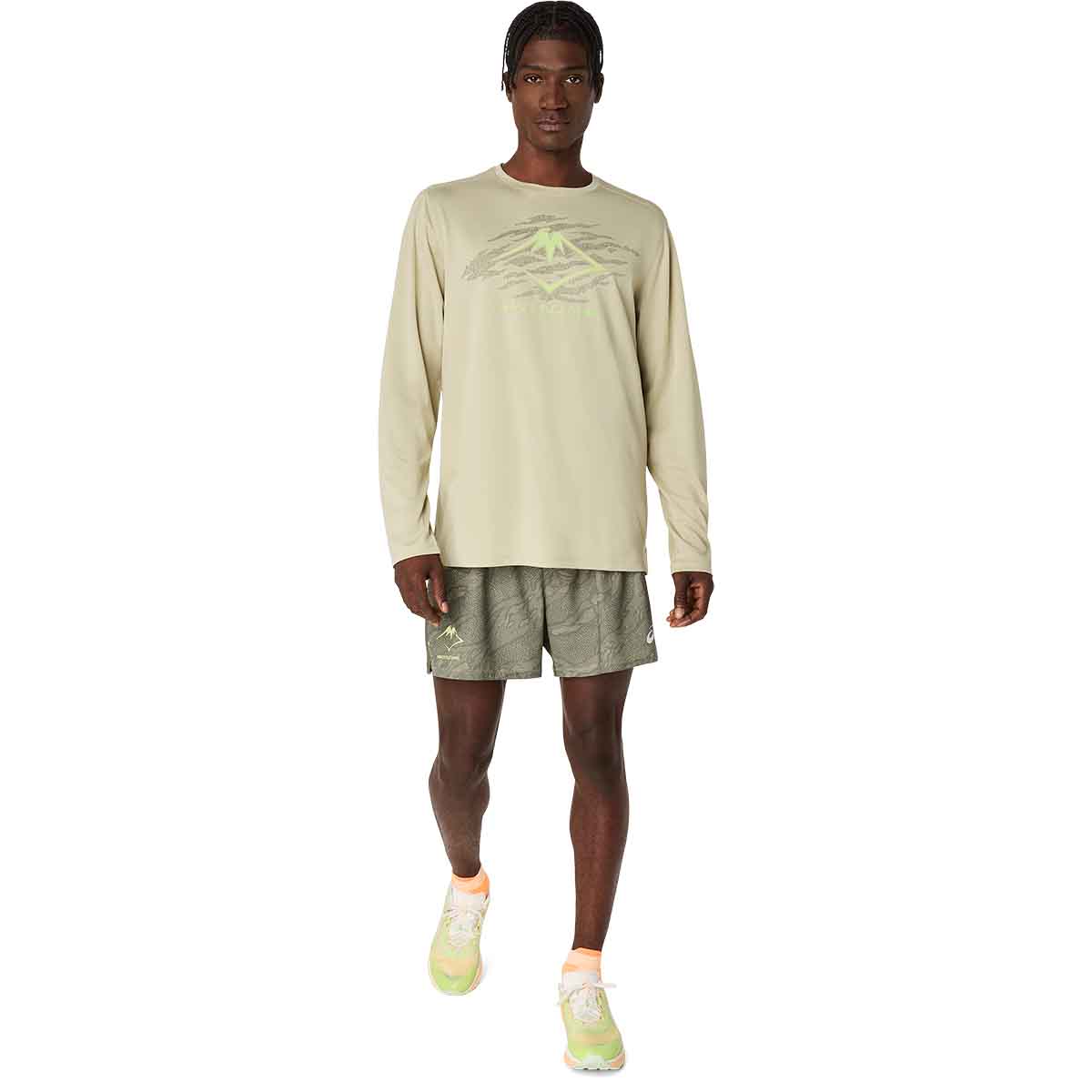 Asics Fujitrail Logo Ls Top Man Khaki חולצת ריצה ארוכה לגברים