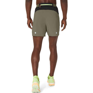 Asics Fujitrail All Over Print 5In Short Men Man Mantle Green מכנסי ריצה קצרות לגברים