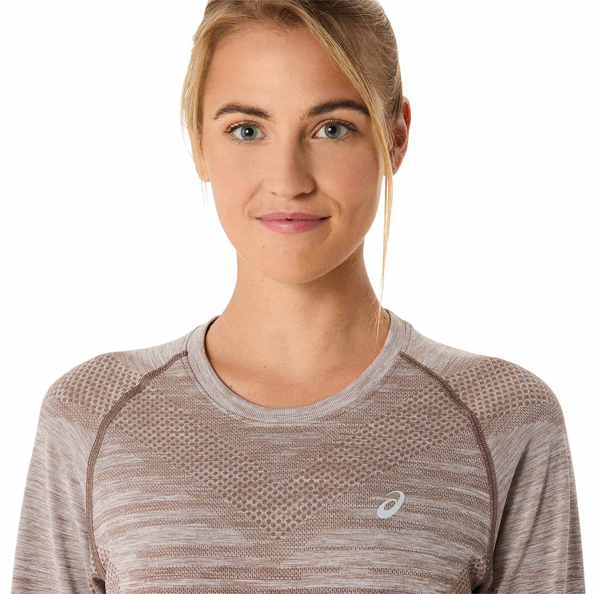 Asics Seamless Ls Top Women Taupe Grey Coffee חולצת ריצה לנשים