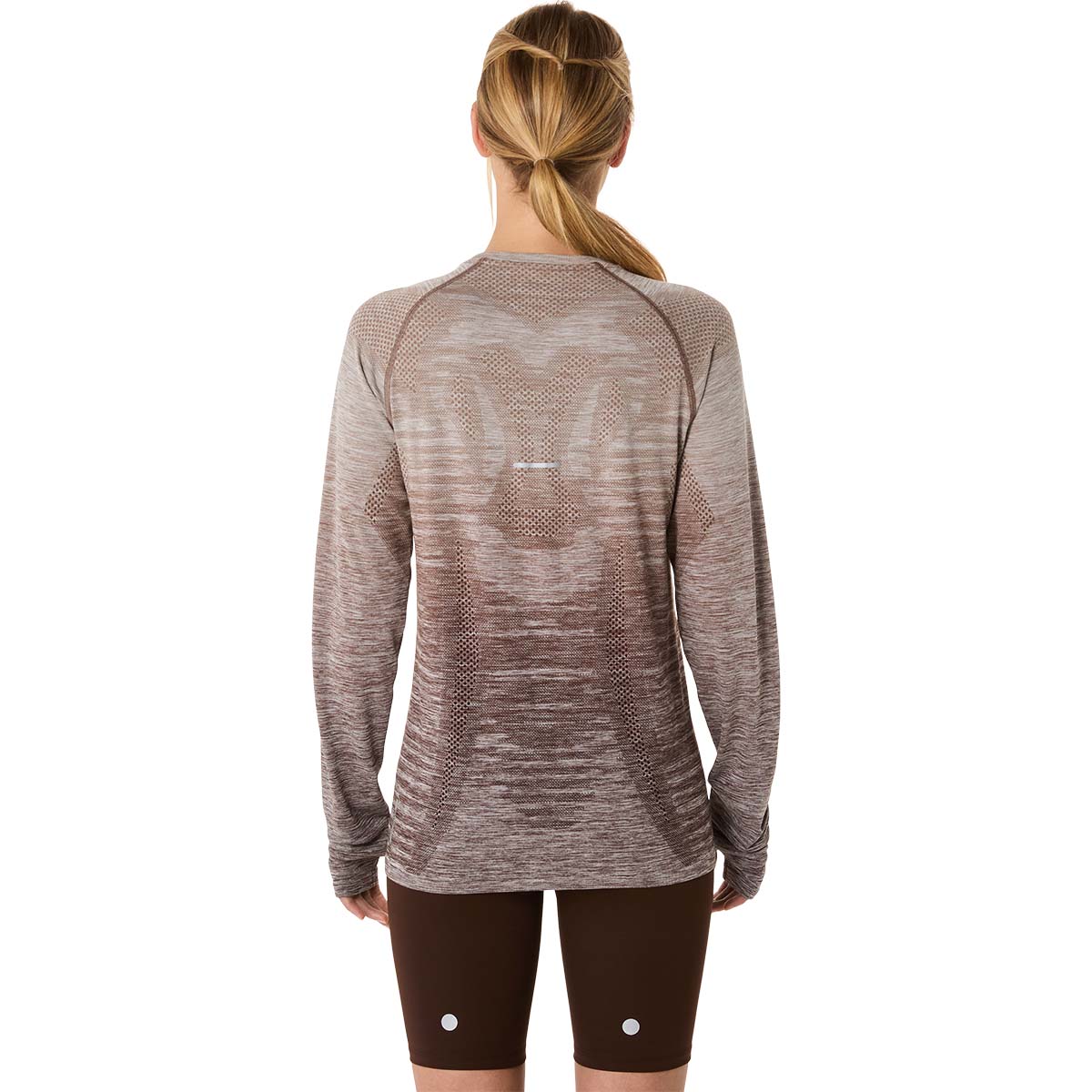 Asics Seamless Ls Top Women Taupe Grey Coffee חולצת ריצה לנשים