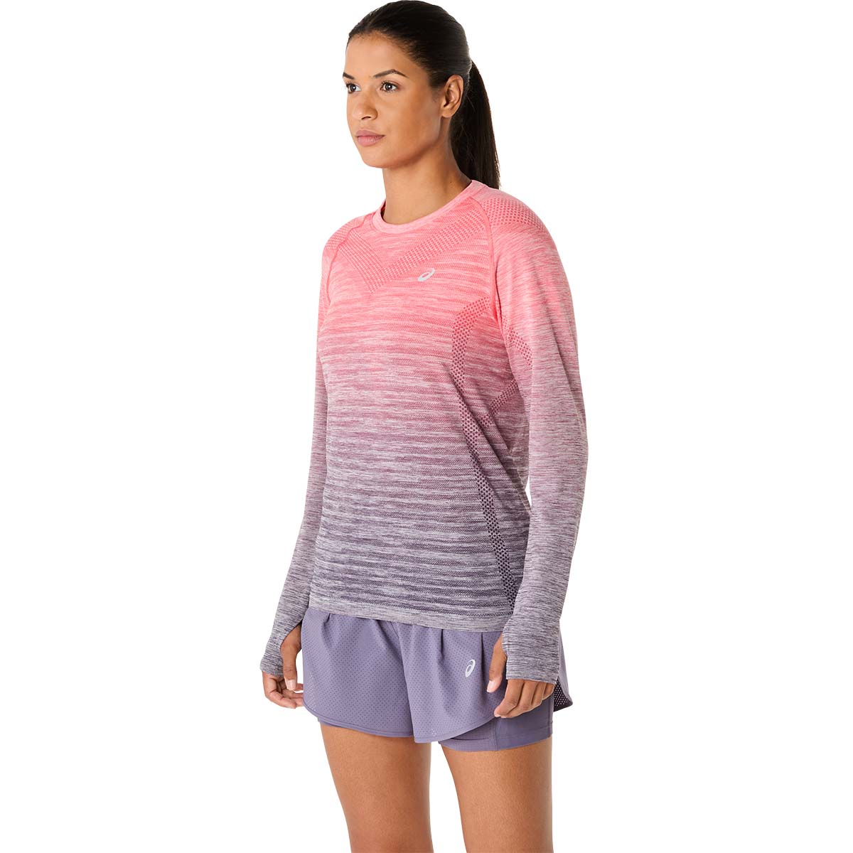 Asics Seamless Ls Top Women Coral Reef Greyish Purple חולצת ריצה לנשים אסיקס