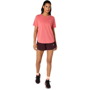 Asics Road Ss Top Woman Dark Pink Clay חולצת ריצה לנשים