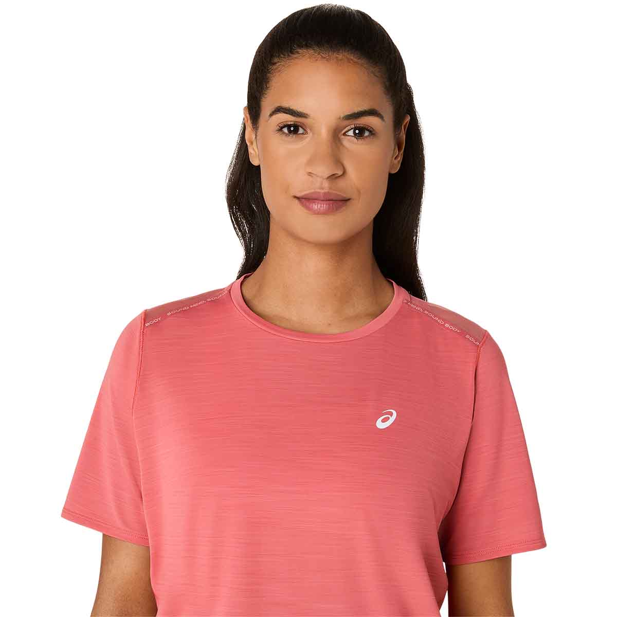 Asics Road Ss Top Woman Dark Pink Clay חולצת ריצה לנשים