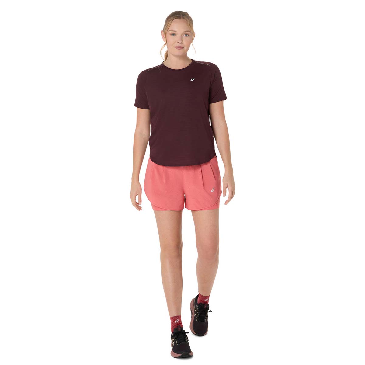 Asics Road 2-N-1 3.5In Short Woman Dark Pink Clay Dark Pink Clay מכנסי ריצה קצרים אסיקס לנשים