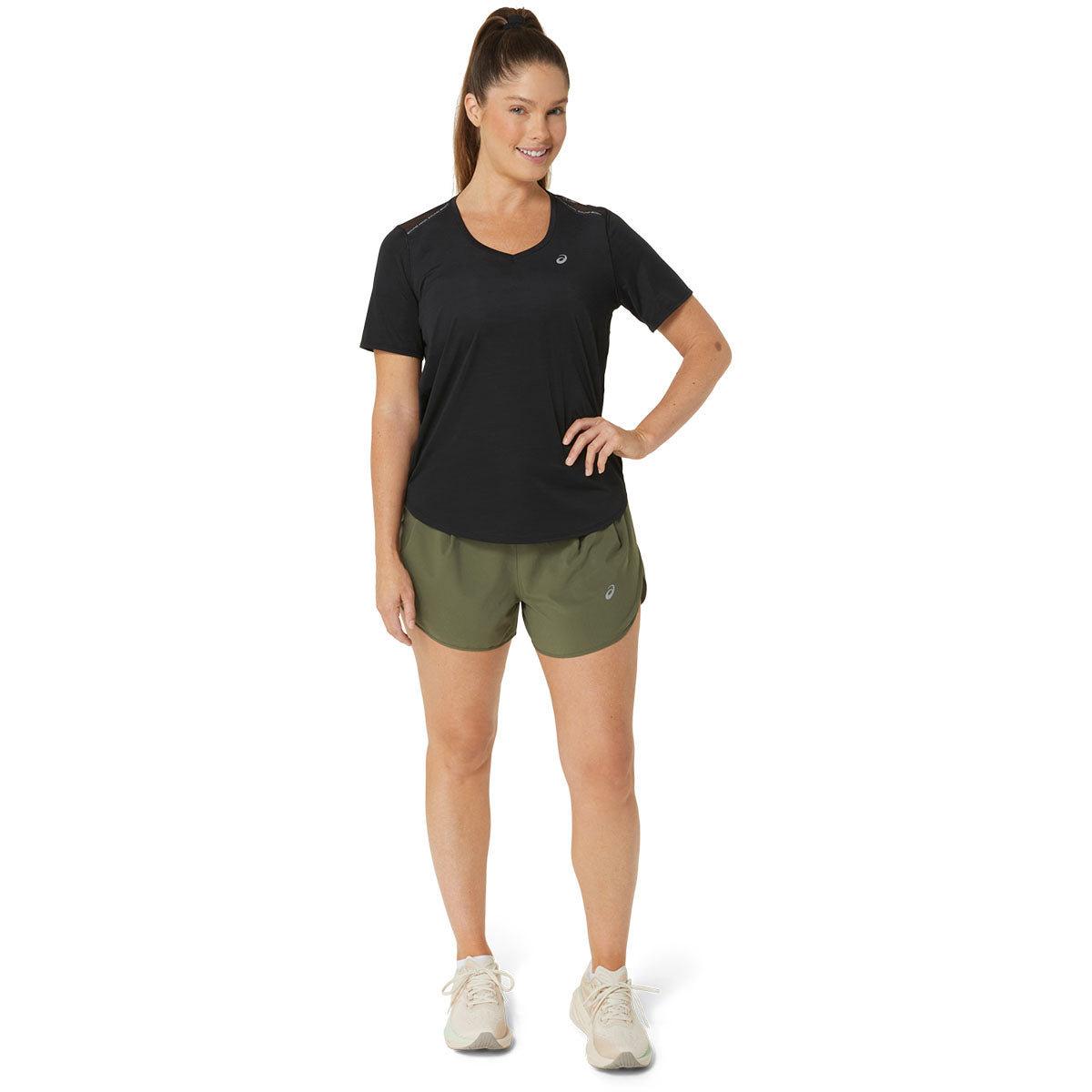 Asics Road V-Neck SS Top Performance Black חולצת נשים אסיקס