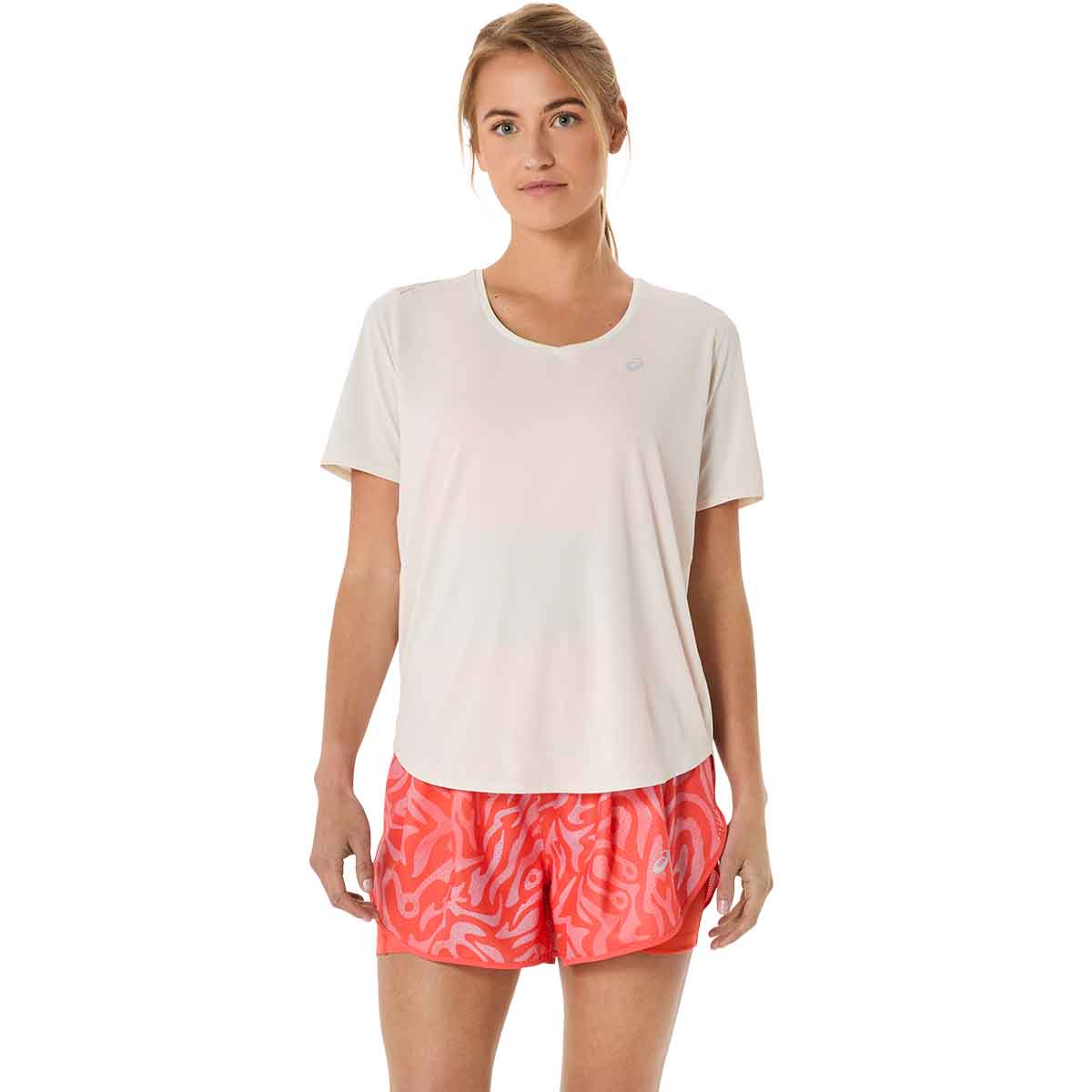 Asics Road V-Neck Ss Top Women Birch חולצת ריצה לנשים אסיקס