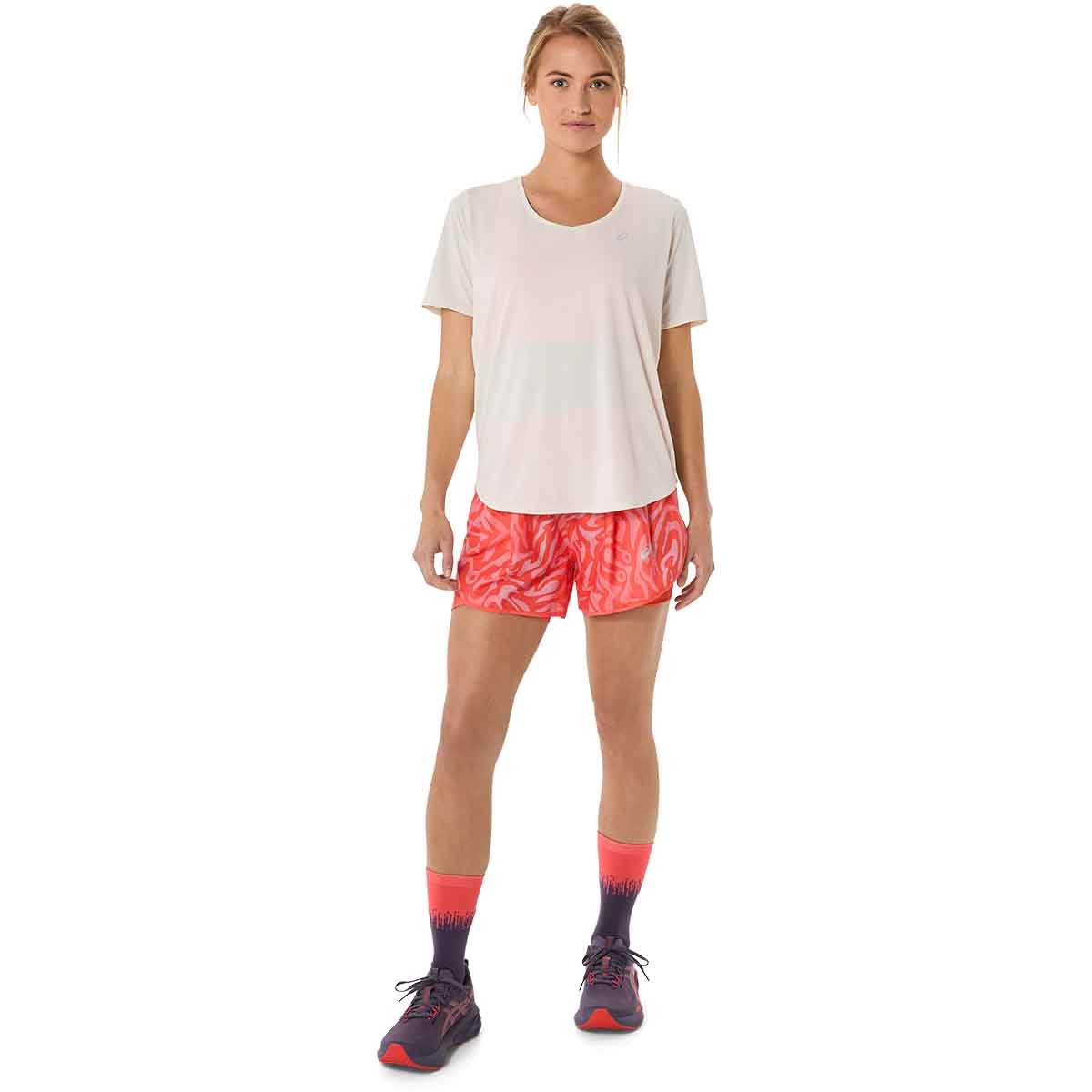 Asics Road V-Neck Ss Top Women Birch חולצת ריצה לנשים אסיקס