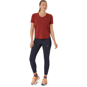 Asics Road V-Neck SS Top Deep Red חולצת נשים אסיקס