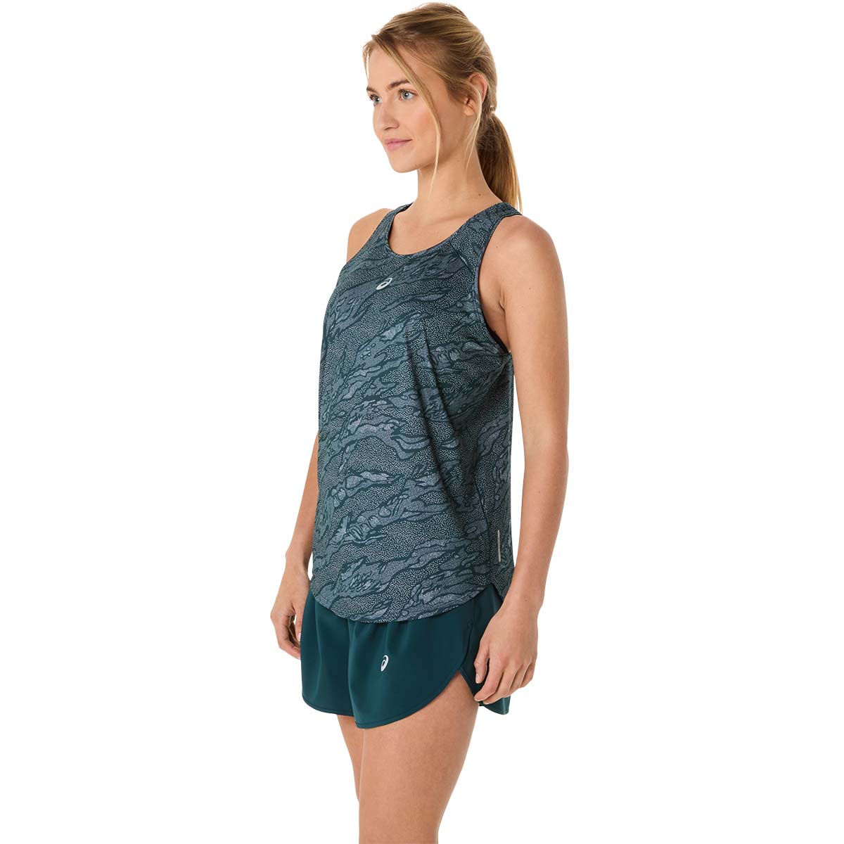 Asics Road All Over Print Tank Women Saxon Green Light Ube גופיית ריצה לנשים