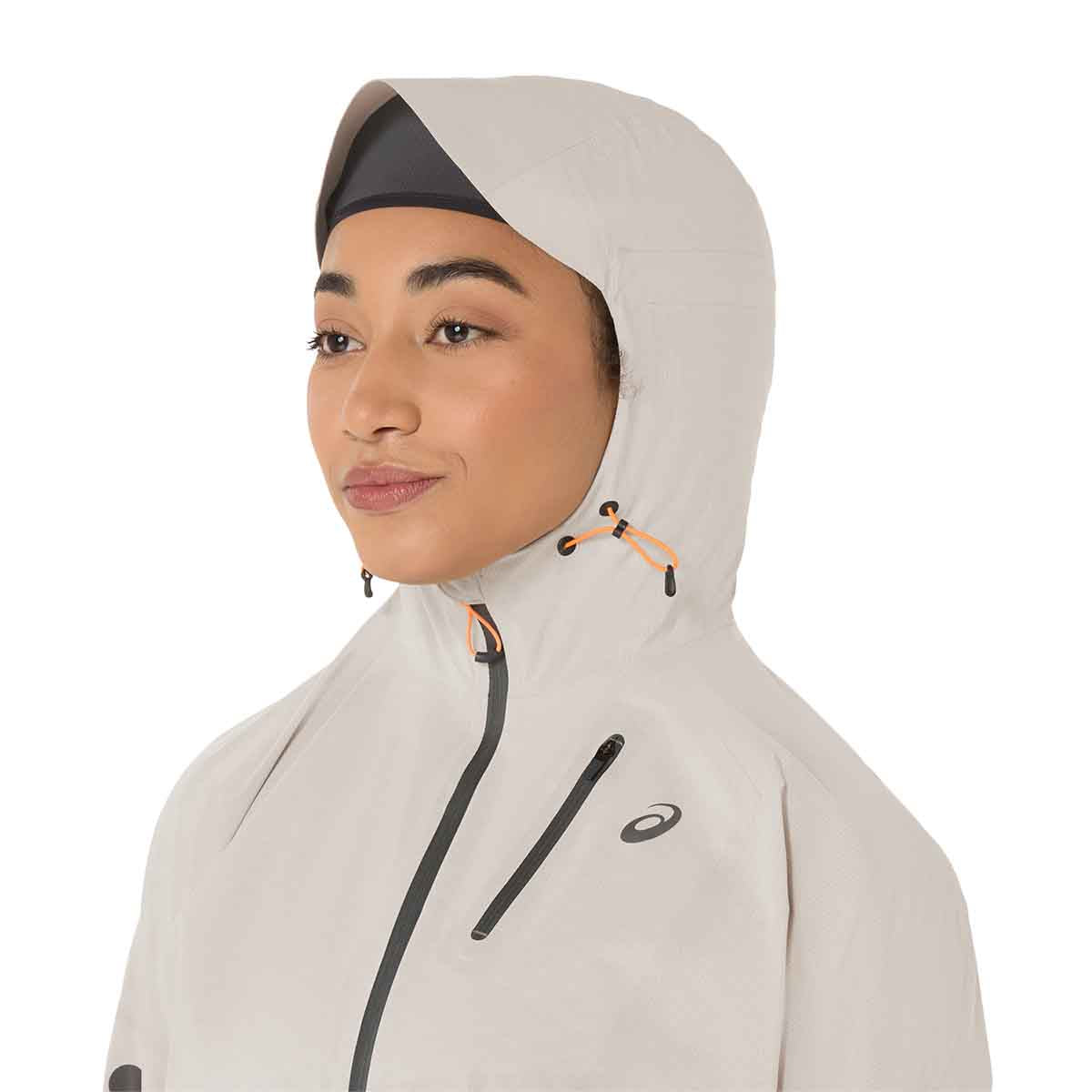 Asics Fujitrail Elite Waterproof Jacket Woman Cream ג'קט ריצה לנשים