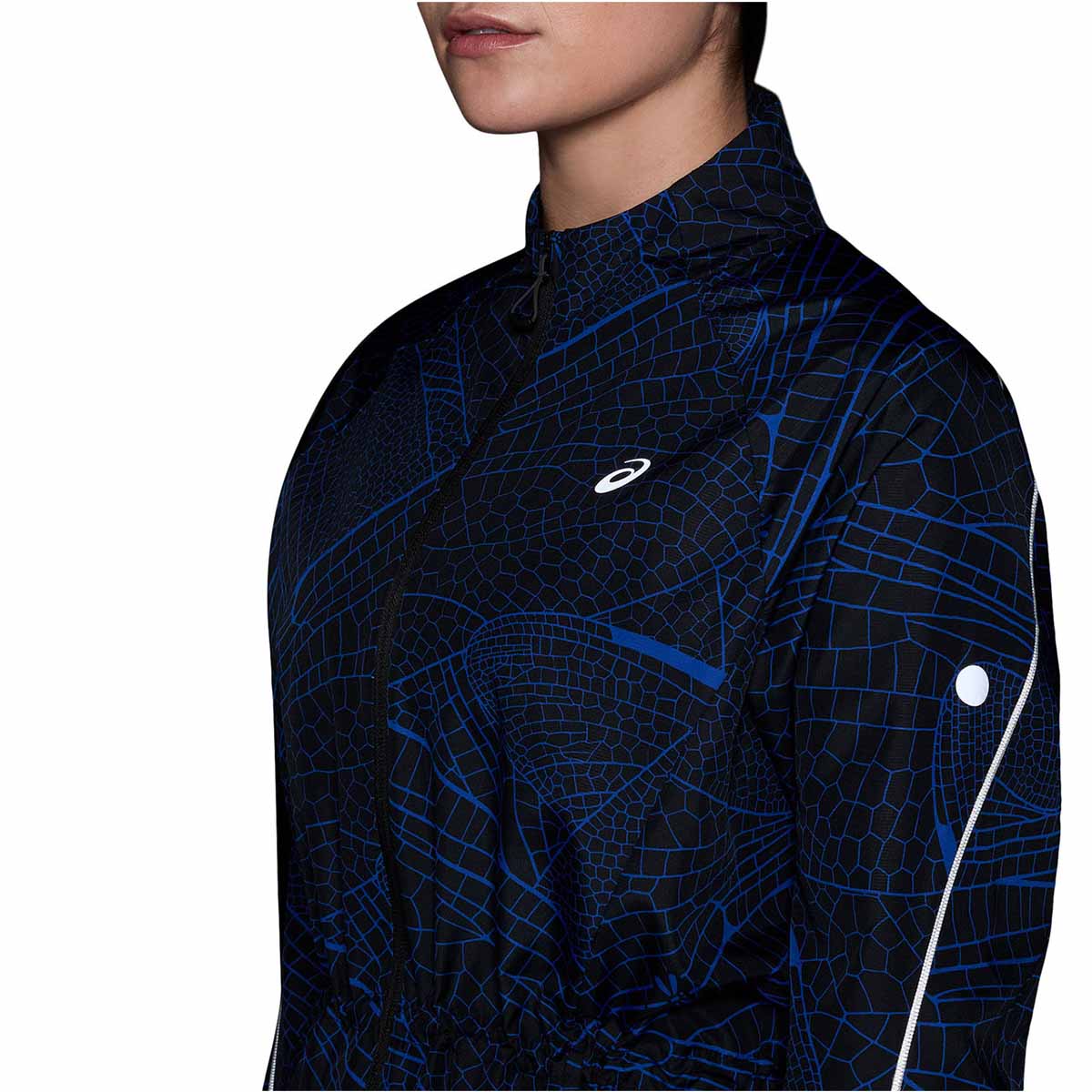 Asics Road Lite-Show Packable Jacket Woman Performance Black Dark Cobalt ג'קט ריצה לנשים