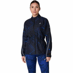 Asics Road Lite-Show Packable Jacket Woman Performance Black Dark Cobalt ג'קט ריצה לנשים