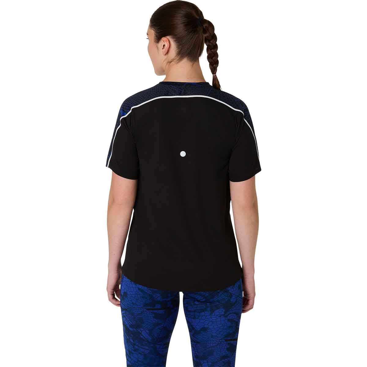 Asics Road Lite Show Ss Top Woman Performance Black Dark Cobalt חולצת ריצה קצרה לנשים