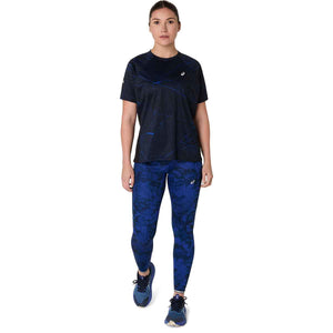 Asics Road Lite Show Ss Top Woman Performance Black Dark Cobalt חולצת ריצה קצרה לנשים