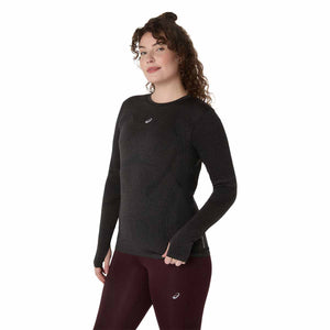 Asics Road Seamless Ls Top Woman Black Carrier Grey חולצת ריצה ארוכה אסיקס לנשים