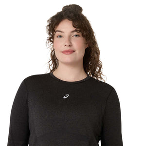 Asics Road Seamless Ls Top Woman Black Carrier Grey חולצת ריצה ארוכה אסיקס לנשים