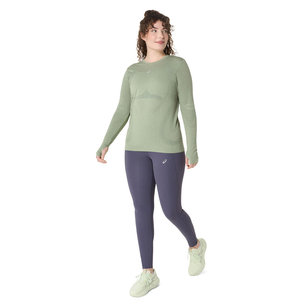 Asics Road Seamless Ls Top Woman Lichen Rock Monument Blue חולצת ריצה אסיקס לנשים