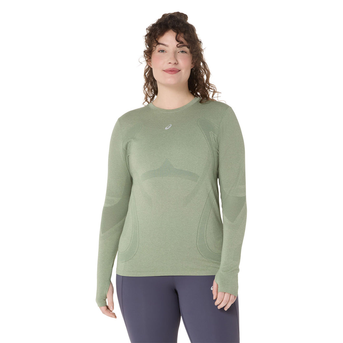 Asics Road Seamless Ls Top Woman Lichen Rock Monument Blue חולצת ריצה אסיקס לנשים