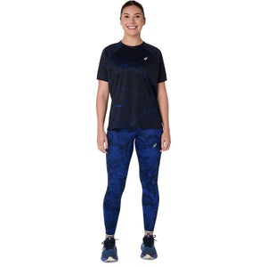 Asics Road Lite Show Tight Woman Performance Black Dark Cobalt טייץ נשים לריצה אסיקס