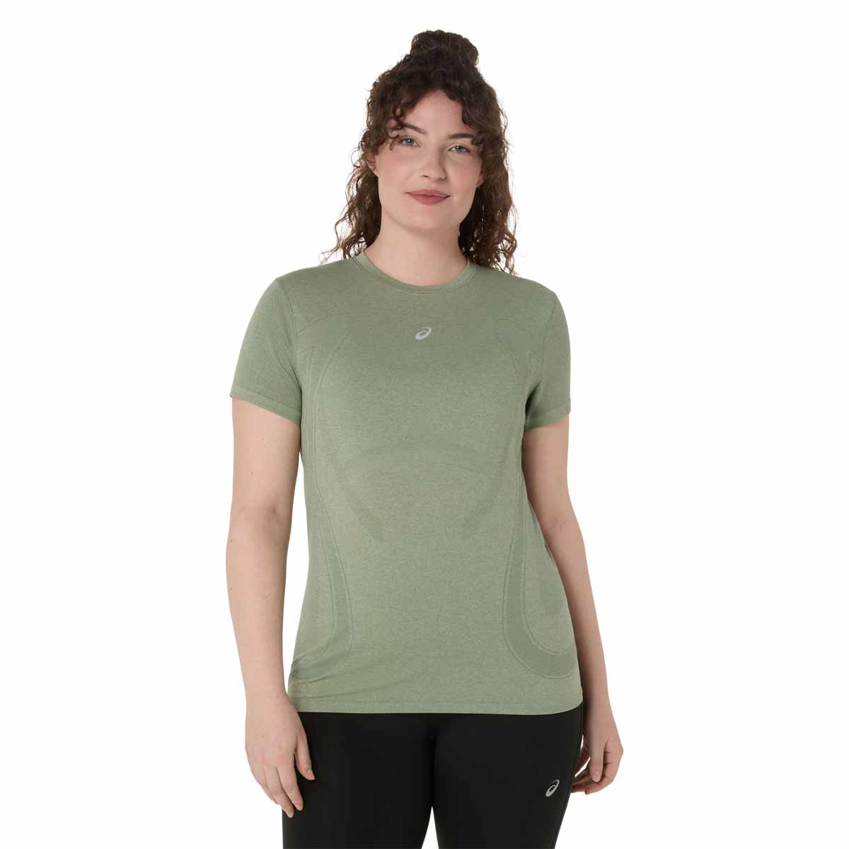 Asics Road Seamless Ss Top Woman Lichen Rock Monument Blue חולצת ריצה אסיקס לנשים
