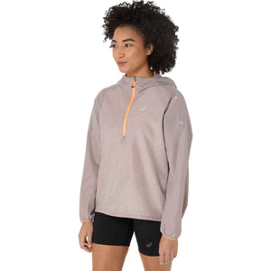 Asics Fujitrail Packable Windbreaker Woman Rainstorm Grey מעיל ריצה מתקפל לנשים