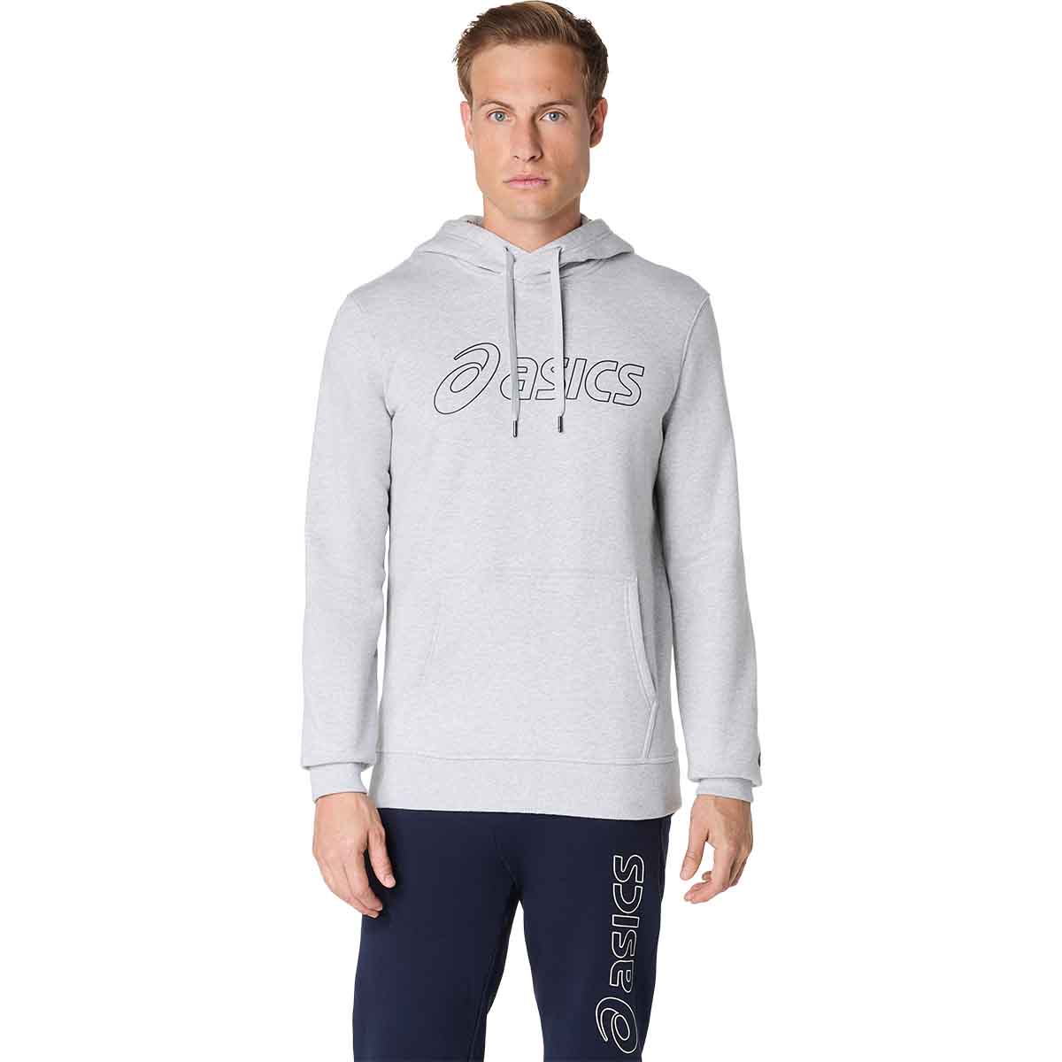 Asics Logo Oth Hoodie Man Light Grey Heather Graphite קפוצ'ון אסיקס לגברים אפור