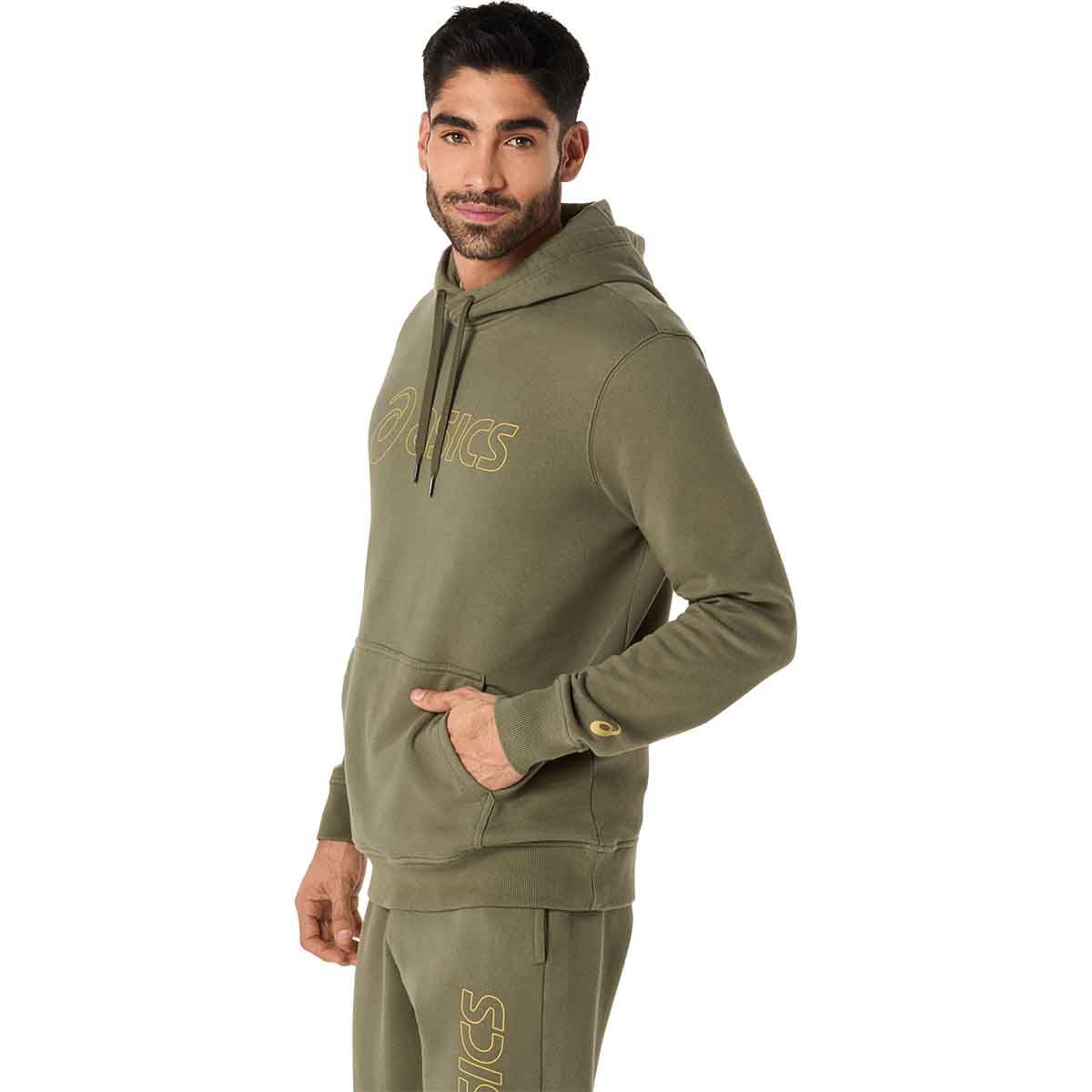 Asics Logo Oth Hoodie Man Mantle Green Lemongrass קפוצ'ון אסיקס לגברים