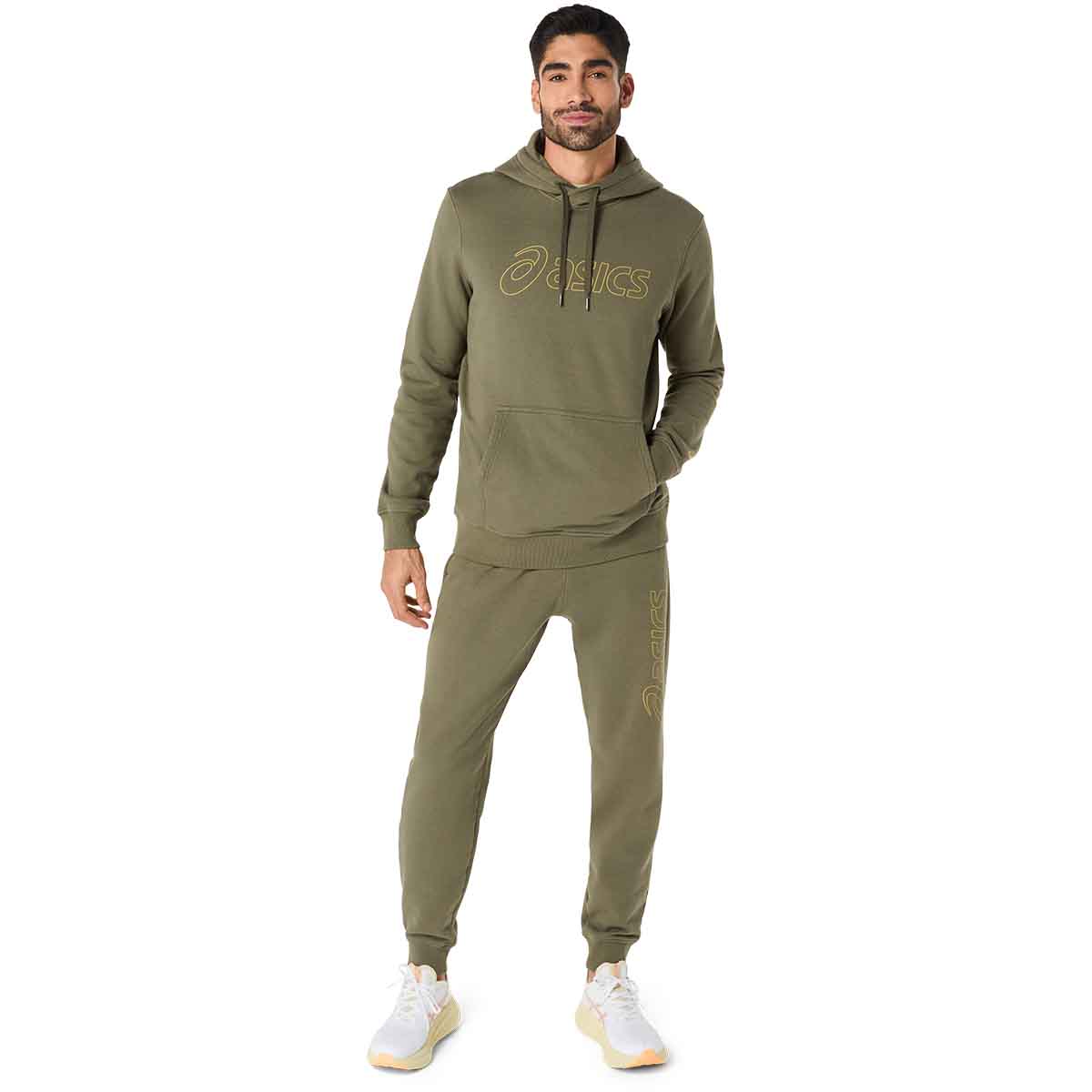 Asics Logo Oth Hoodie Man Mantle Green Lemongrass קפוצ'ון אסיקס לגברים