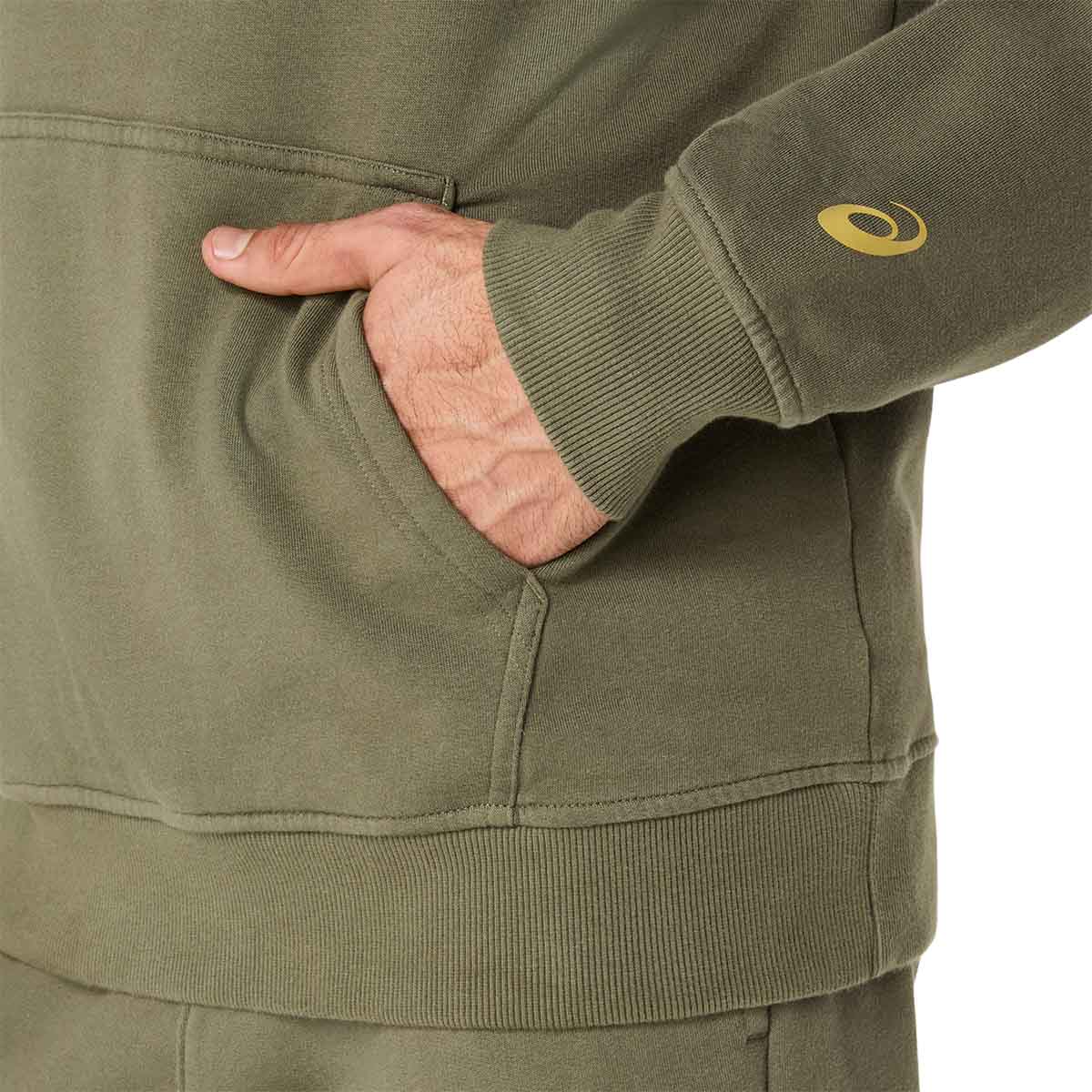 Asics Logo Oth Hoodie Man Mantle Green Lemongrass קפוצ'ון אסיקס לגברים