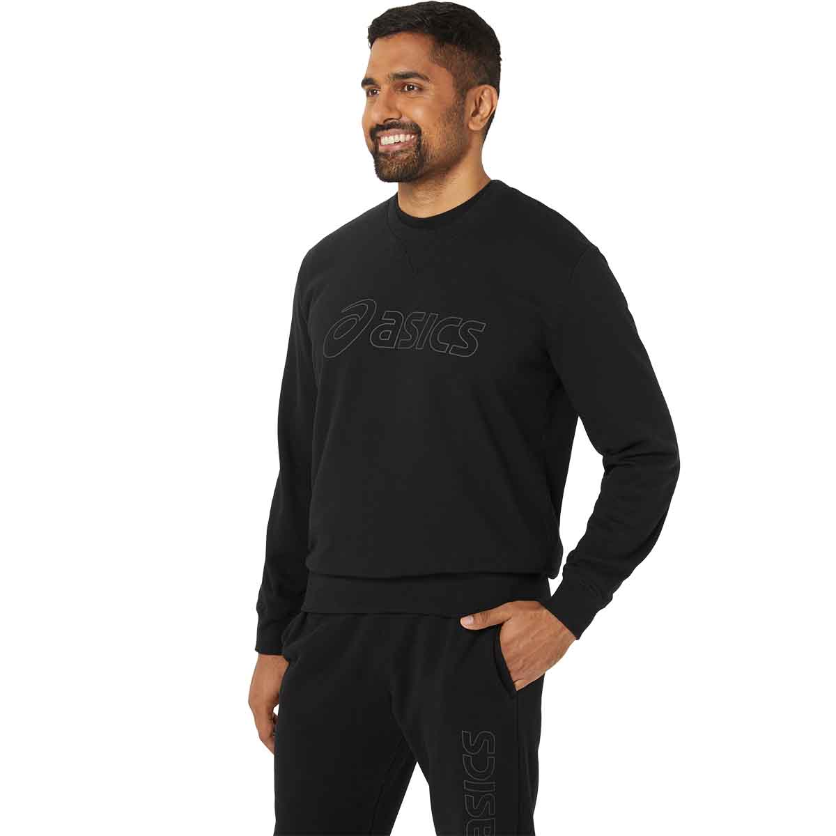 Asics Sweatshirt Performance Black Graphite Grey קפוצ'ון לגברים אסיקס