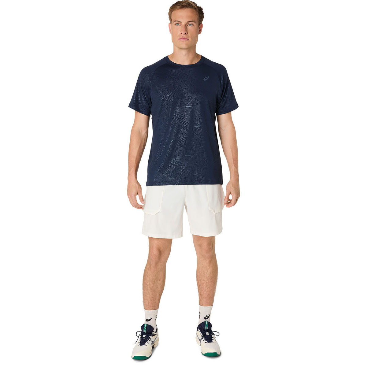 Asics Game All Over Print Ss Top Man Midnight חולצת טניס לגברים