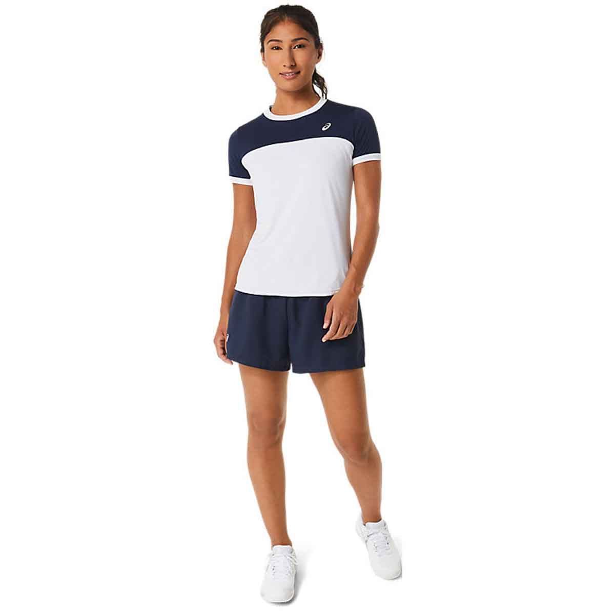 Asics Women Court SS Top Brilliant White Midnight חולצת טניס לנשים