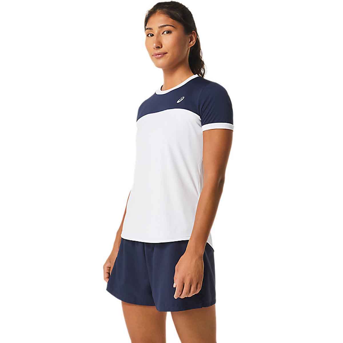 Asics Women Court SS Top Brilliant White Midnight חולצת טניס לנשים
