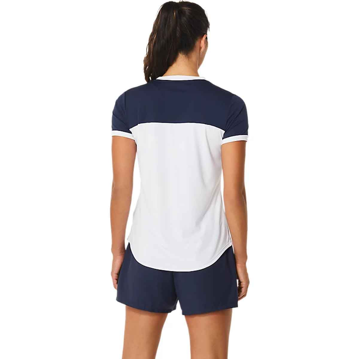 Asics Women Court SS Top Brilliant White Midnight חולצת טניס לנשים