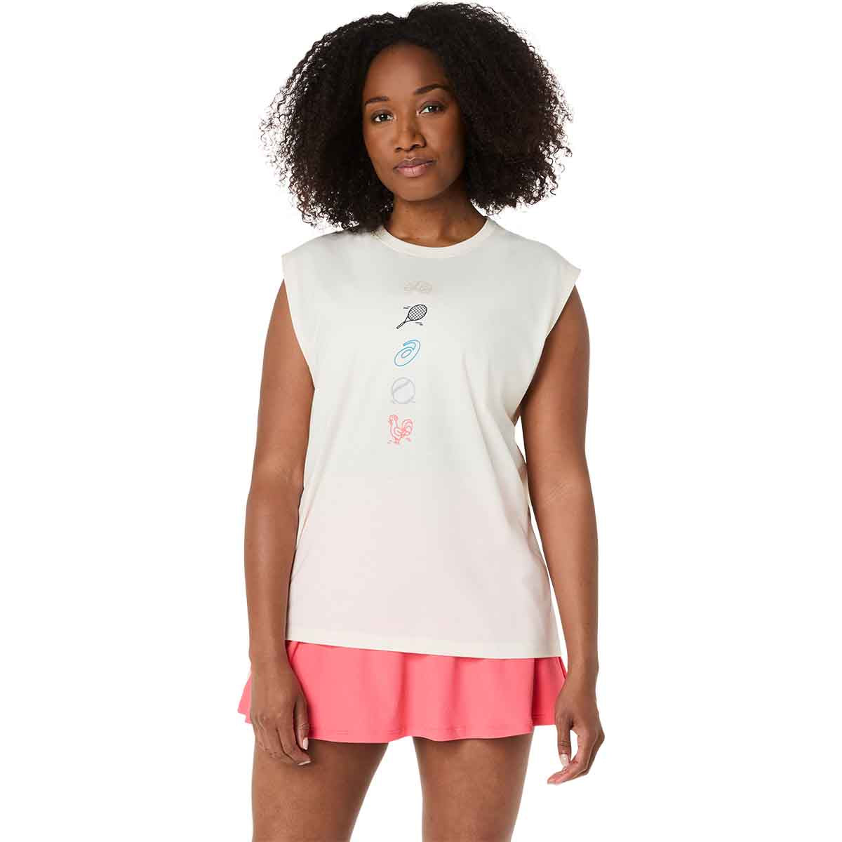 Asics Game Seasonal Graphic Top Women Cream גופיית טניס לנשים